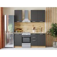 Кухня Борги комплект 4 Дуб Крафт золотой / Антрацит