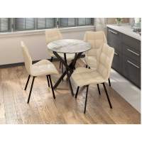 Столовая группа Рим-Монако СМ-4 ноги прямоугольные черные