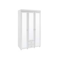 Шкаф 3-х дверный с ящиками и 3-я зеркалами Монако МН-58 белое дерево