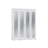 Шкаф 4-х дверный с 4-я зеркалами Италия ИТ-61 белое дерево