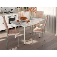 Столовая группа Волна-Флорида СМ-1 ноги окрас круглый белый/серебро/латте