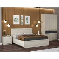 Спальня Лиана 2 с ортопедическим основанием Ясень анкор светлый/Графит