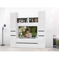 Гостиная Сидней 3 Белый/Белый глянец/Черный