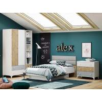 Детская Морти 2 Дуб Бунратти/белый/серый