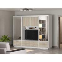 Милос 11-02 Шкаф-купе Белый / Дуб Сонома