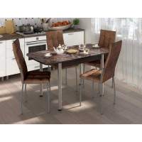 Столовая группа Волна-Флорида СМ-8 ноги окрас круглый венге/серебро/коньяк