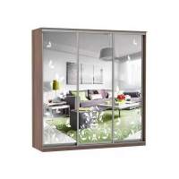 Шкаф купе Модерн 2076х450 3-х дверный 3-х секционный зеркальный с пескоструем №4 шимо темный