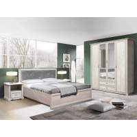 Спальня Сохо с ортопедическим основанием бетон белый/бетон патина