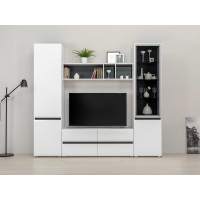 Гостиная Сидней 4 Белый/Белый глянец/Черный