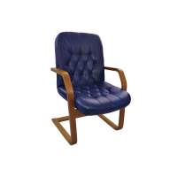 Кресло Премьер 2ДС светлый орех/ к/з синий