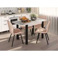 Столовая группа Рим-Флорида СМ-1 ноги окрас квадратный белый/черный/латте