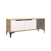 Вайс Тумба под ТВ 13.270.01 Морское дерево Винтаж/Камень Тем./Бензин/Белый