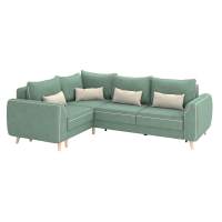 Диван-кровать угловой Лона / велюр киото олива/велюр киото крем