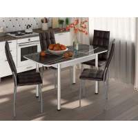 Столовая группа Волна-Флорида СМ-3 ноги окрас круглый белый/серебро/умбер