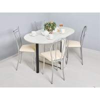 Стол раскладной овальный Черный / Дуб Крафт белый