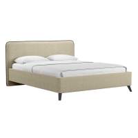 Миа кровать 160 Bravo light brown (бежево-коричневый) / кант Лайт 10 Велюр (коричневый)