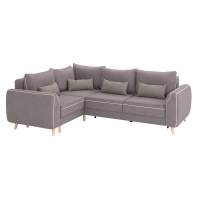 Диван-кровать угловой Лона / велюр киото тоуп/велюр киото крем