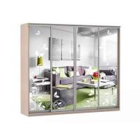 Шкаф купе Модерн 2362х600 4-х дверный 4-х секционный зеркальный с пескоструем №4 ясень