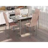 Столовая группа Волна-Флорида СМ-1 ноги окрас круглый венге/серебро/латте