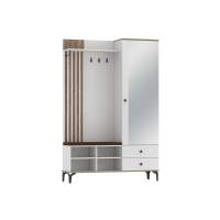 Шкаф для прихожей 51.22 Либерти опора h=150мм с зеркалом Белый / Дуб Каньон