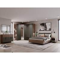 Спальня Харди 1 Дуб Делано Темный / Грин софт