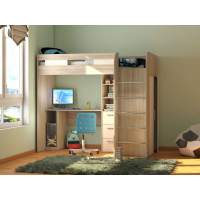 Лео кровать-чердак Дуб Сонома / Белый снег Лео кровать-чердак Дуб Сонома / Белый снег