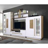 Гостиная Дора комплектация 1 дуб сонома/белый глянец