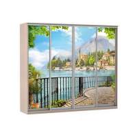 Шкаф купе Модерн 2362х600 4-х дверный 3-х секционный фотопечать №4 ясень