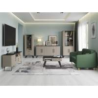 Гостиная Фиделия 1 серый камень / мрамор черный