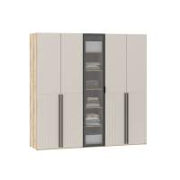 Шкафы Арден 200.04-200.02 витрина-полки-200.04-ящики Дуб Делано / Сантьяго софт