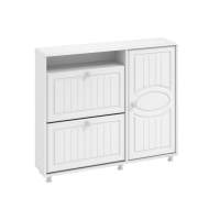 Тумба под обувь 2-х секционная с дверью Монако МН-24 белое дерево