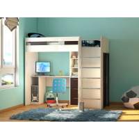 Лео кровать-чердак Ясень анкор светлый / Бодега темный Лео кровать-чердак Ясень анкор светлый / Бодега темный