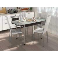 Столовая группа Волна-Флорида СМ-7 ноги окрас круглый венге/серебро/милк