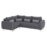 Диван-кровать угловой Лона / велюр киото уголь/велюр киото сильвер