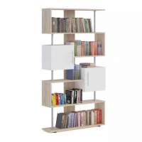 Стеллаж СТ-2 с дверями Дуб Сонома/Белый