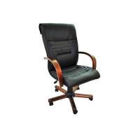 Кресло Вип 2Д темный орех/к/з черный