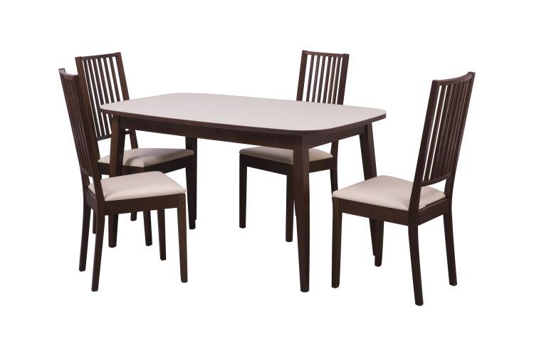 Стол Турин, Стекло, Орех темный/Бежевый матовый-2