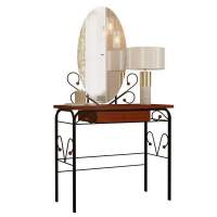 Стол дамский МК-8 с ящиком, ММД303, Черный/Орех