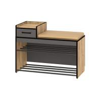 Прихожая Ольга-лофт 5 Тумба, Экокожа, Дуб крафт золотой/Темно-серый