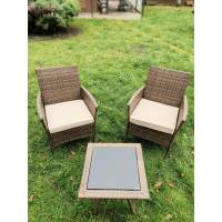 Комплект мебели из ротанга «VIRCINIYA BALCONY SET NEW» столик и 2 кресла — Brown