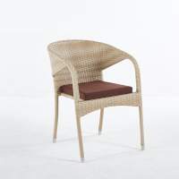 Кресло плетеное Греция с подушкой, искусственный ротанг цвет бежевый