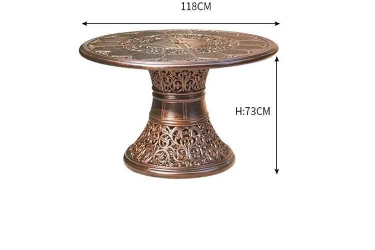 Обеденный комплект мебели на 6 персон из литого алюминия стол Сандаловое дерево(118см)-1