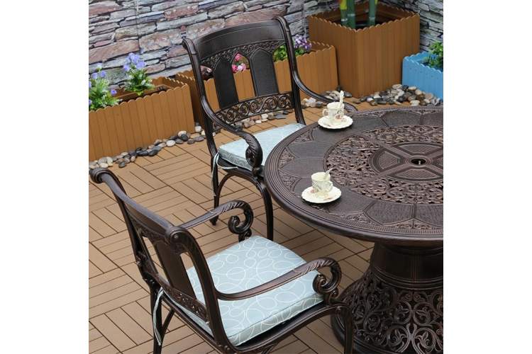 Обеденный комплект мебели на 6 персон из литого алюминия стол Сандаловое дерево(118см)-9