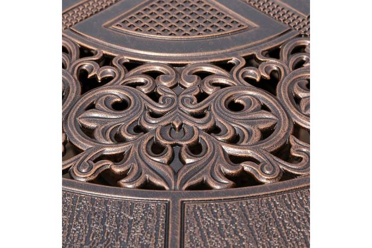 Обеденный комплект мебели на 6 персон из литого алюминия стол Сандаловое дерево(118см)-3