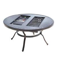 Стол круглый с электрическим барбекю из литого алюминия БАРБЕКЮ-2 «BBQ-2» D136 см
