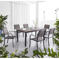 Комплект мебели из литого алюминия с ДПК стол 160*90 см ПОЛИВУД-7 + 6 кресел ПОЛИВУД-1