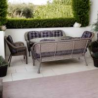 Обеденный комплект садовой мебели МЭДИСОН «MADISON» овальный стол + 3-х местный диван + 2 кресла с подушками на сиденье и спинку