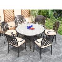 Комплект из литого алюминия с керамикой Марбелья(120см) + 6 кресел Вулкан-2