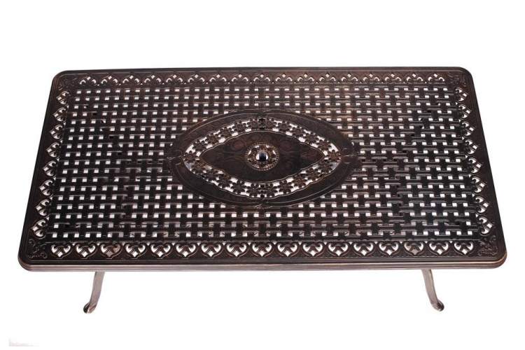 Мебель из литого алюминия стол Вулкан-2 (175х90) + 6 кресел Миранда (7 предметов)-1