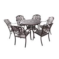 Обеденная группа из литого алюминия c столом ВУЛКАН + 6 кресел ФЕНИКС